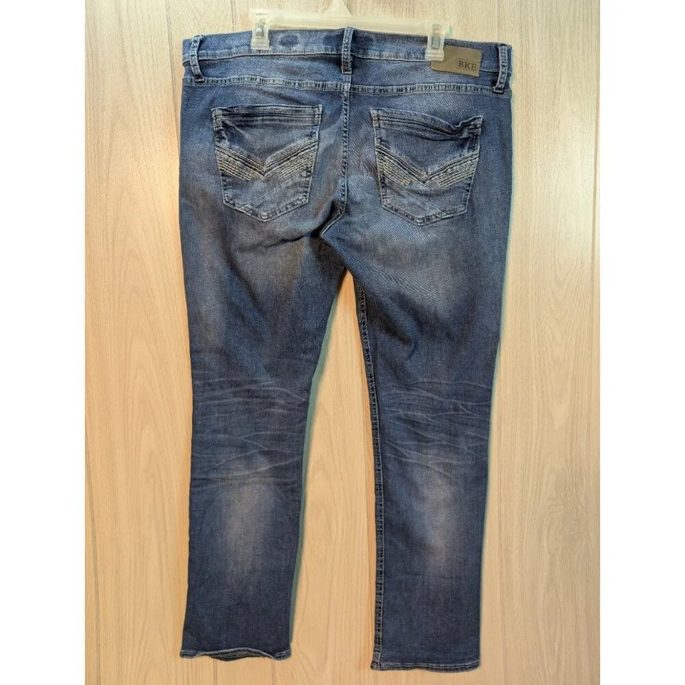 BKE Jeans Mens 38R Blue Mason Medium Wash Taper Denim Western Workwear Stretch